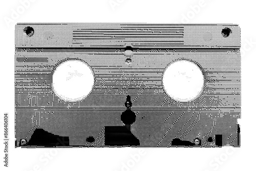 Videotape. Halftone effect. Isolated on white background vector graphics.