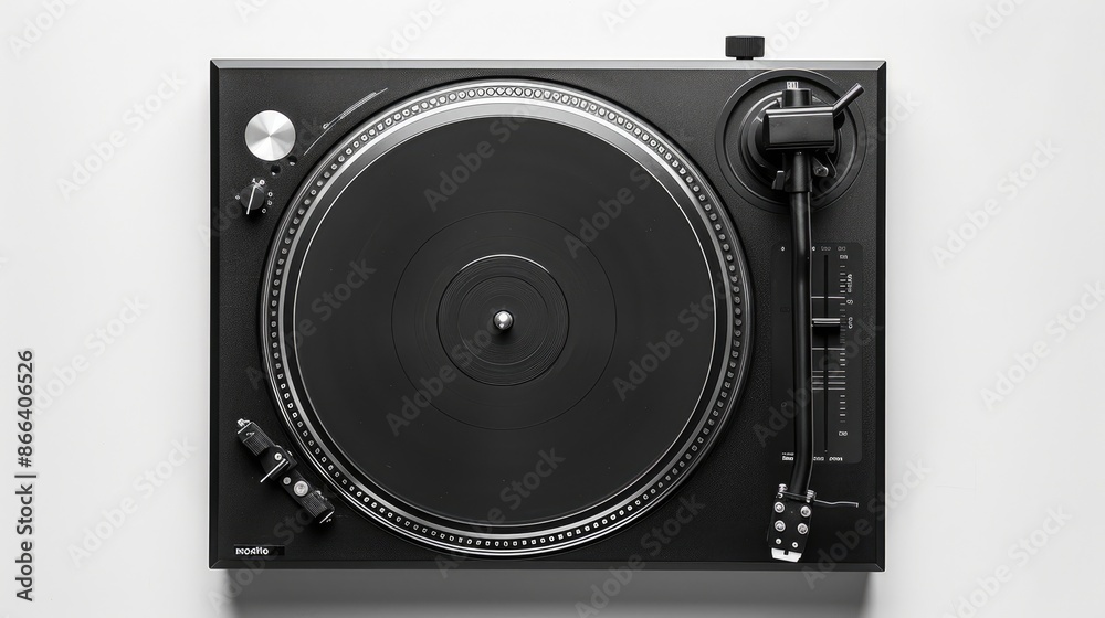 Black Turntable on a White Background Black Turntable on a White Background