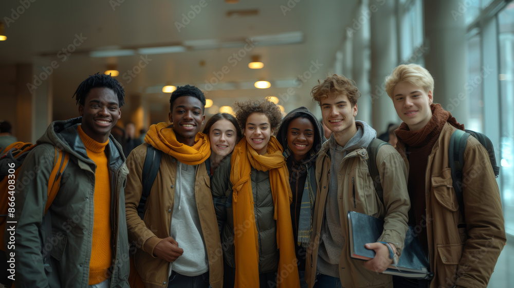 Group of Students Standing Together in Mode, Smiling and Looking Confident Group of Students Standing Together in Mode, Smiling and Looking Confident