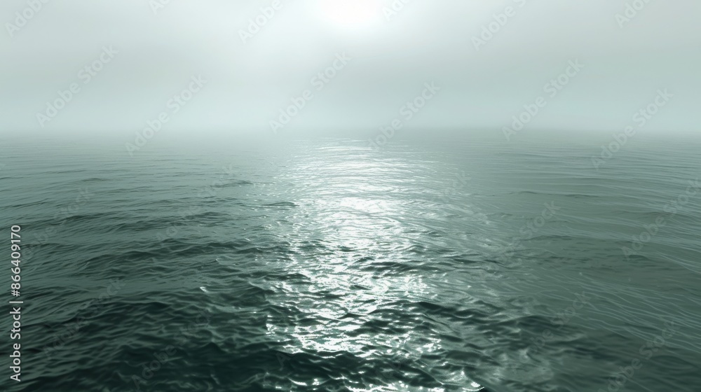 Obraz premium Foggy seascape with sea and sky 3d rendering