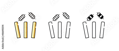 Cricket Stumps icons vector set stock illustration