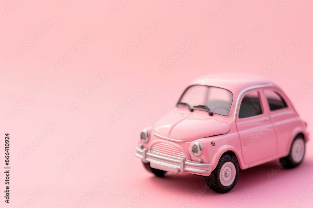 Small pink car concept on pink background, female car, cute car, toy car Small pink car concept on pink background, female car, cute car, toy car