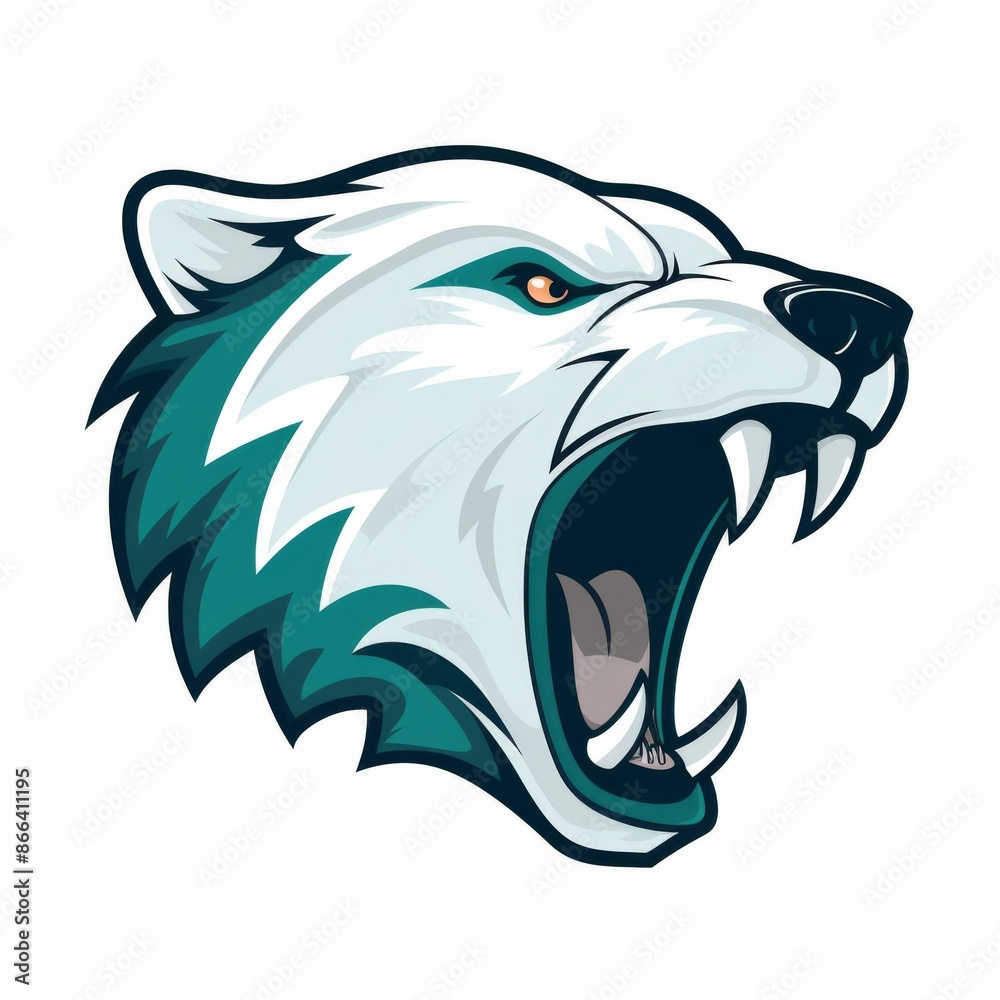 Fierce Polar Bear Head Mascot Logo. Roaring Arctic Animal Icon Fierce Polar Bear Head Mascot Logo. Roaring Arctic Animal Icon