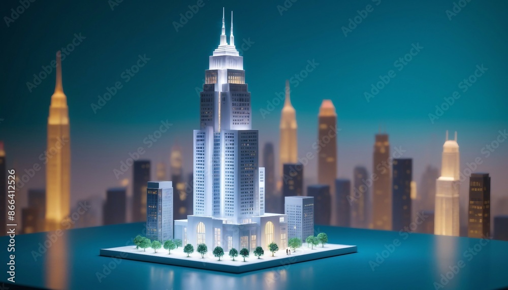 Obraz premium modern skyscraper miniature on the table 