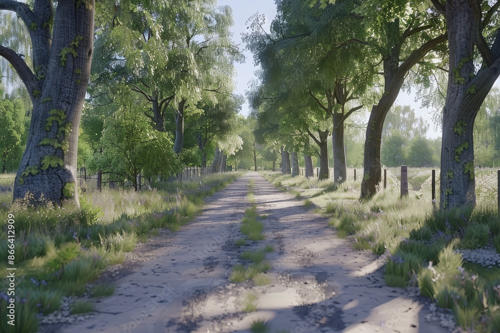 Sunlit forest pathway with tall trees serene and vibrant nature scene detailed texture inviting and picturesque photography Sunlit forest pathway with tall trees serene and vibrant nature scene detailed texture inviting and picturesque photography