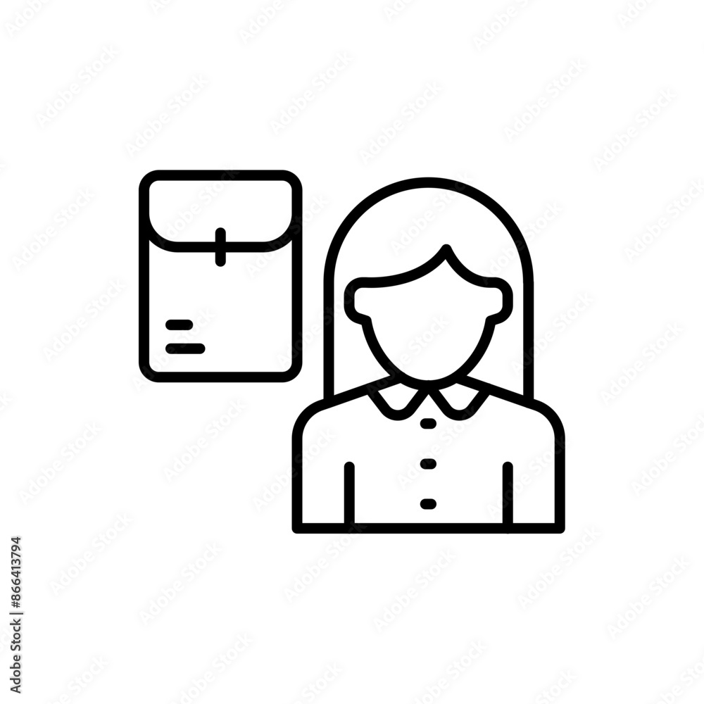 Female cv outline icons, minimalist vector illustration ,simple transparent graphic element .Isolated on white background Female cv outline icons, minimalist vector illustration ,simple transparent graphic element .Isolated on white background