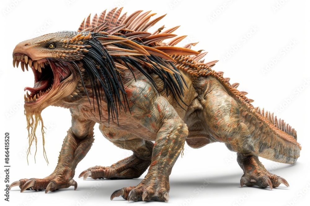 Fototapeta premium Fantasy beast with spiky back intense and detailed illustration striking and photogenic artwork