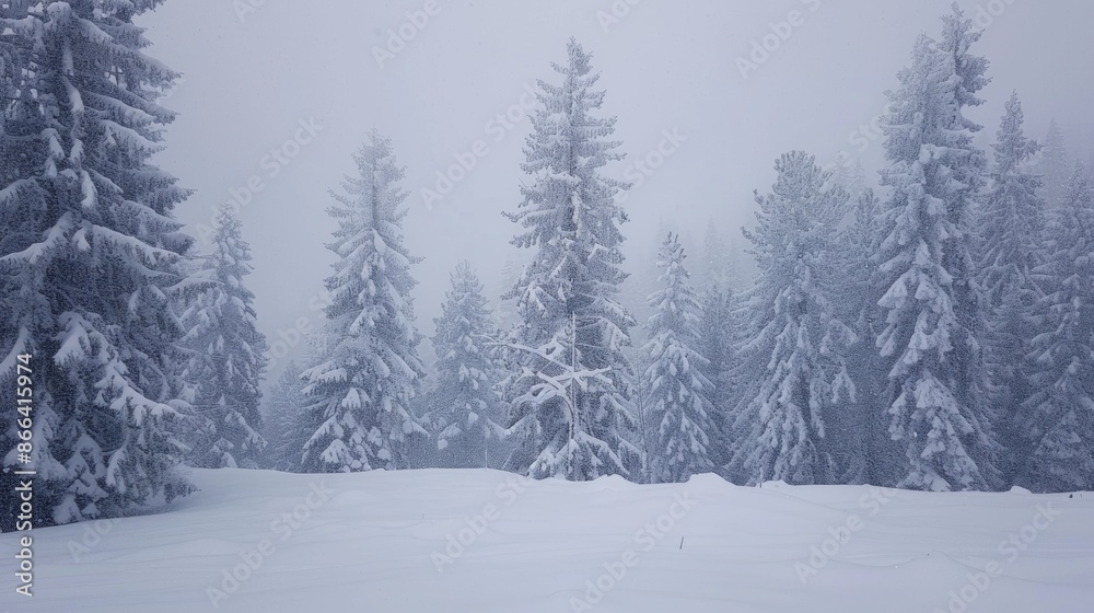 Winter white forest with snow, Christmas background Winter white forest with snow, Christmas background