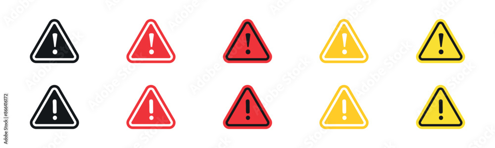 Simple symbol triangle danger. Graphic set icons triangle warning. Modern icon sign exclamation in triangle in vector design style Simple symbol triangle danger. Graphic set icons triangle warning. Modern icon sign exclamation in triangle in vector design style