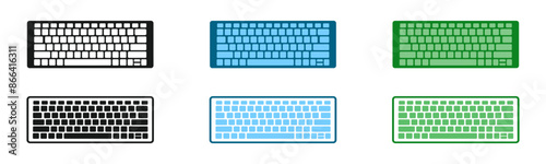 Isolated graphic illustration control device. Simple set keyboard. Modern color keyboard. Button key. Keyboard icons in vector design style