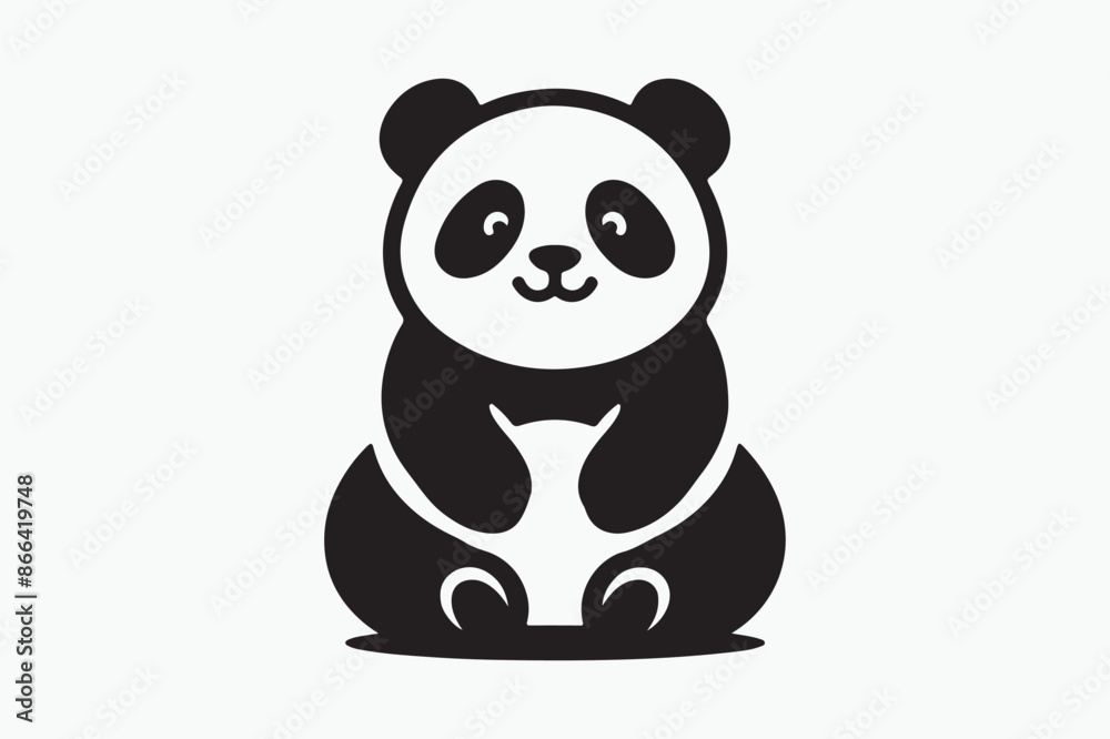 Fototapeta premium Cute panda silhouette vector illustration