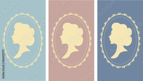 Bridgerton concept, Ladies from 18th-19th century, Wallpaper vector. Phone wallpaper, Vector illustration. Trendy background.	
