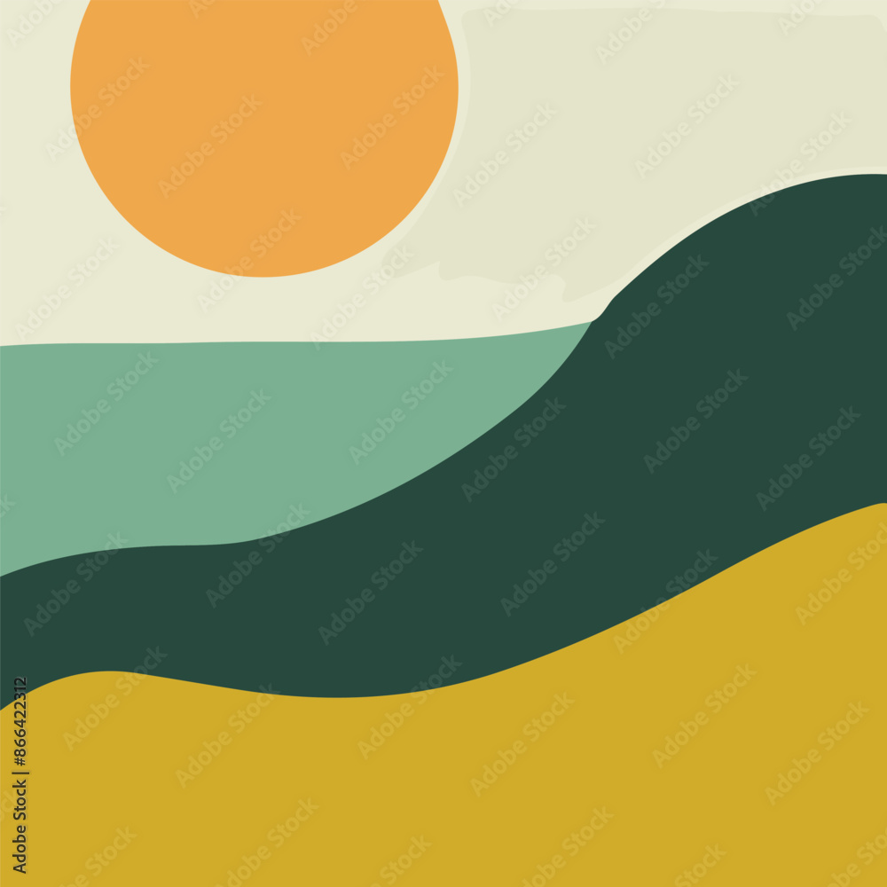 Minimalist Sunset Landscape Vector illustration Minimalist Sunset Landscape Vector illustration
