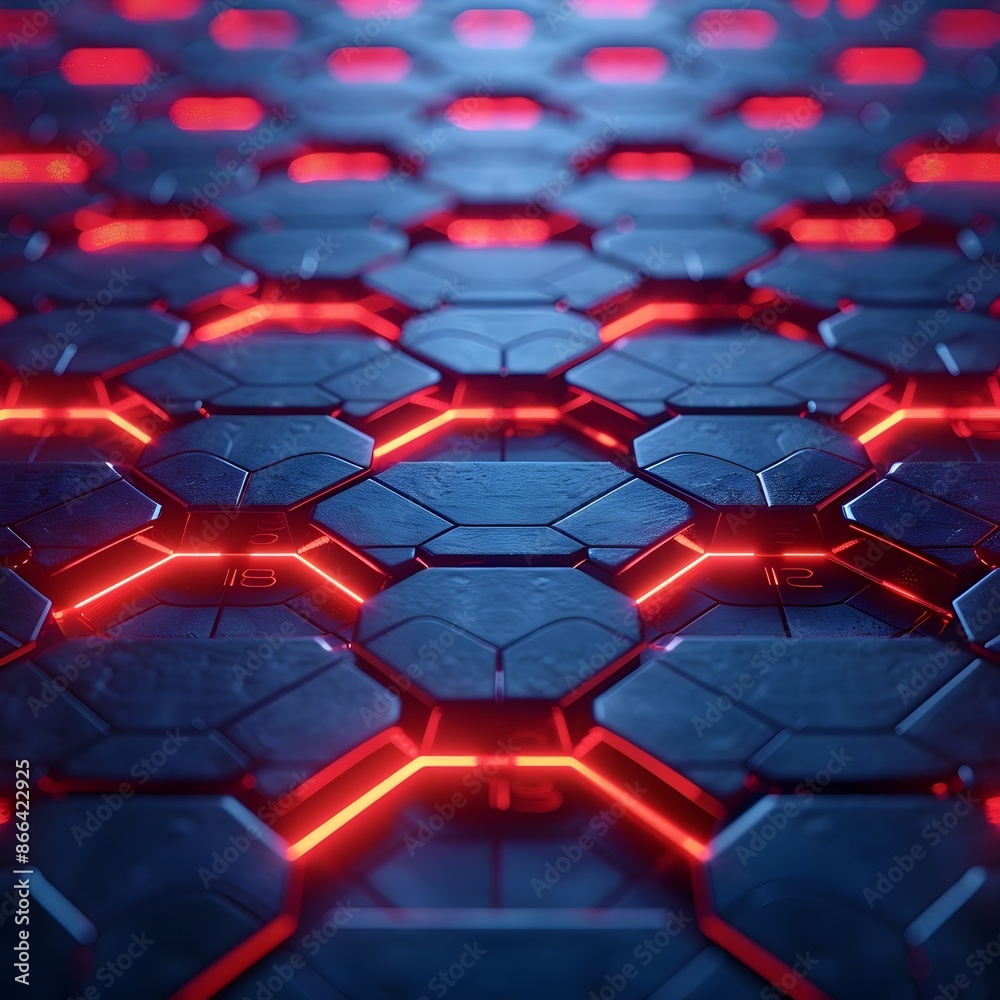 Fototapeta premium Vibrant Neon Hexagonal Abstract Background for Tech Gadget Display