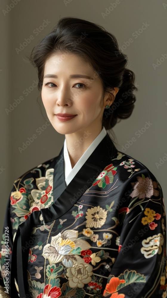Middle-aged South Korean woman with modern attire Middle-aged South Korean woman with modern attire