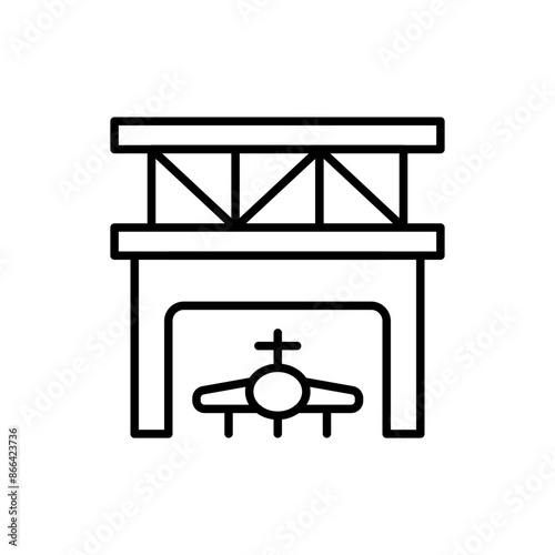 Hangar outline icons, minimalist vector illustration ,simple transparent graphic element .Isolated on white background