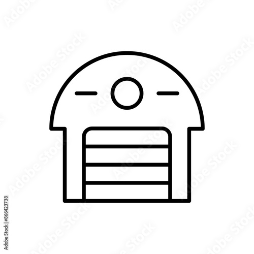 Hangar outline icons, minimalist vector illustration ,simple transparent graphic element .Isolated on white background