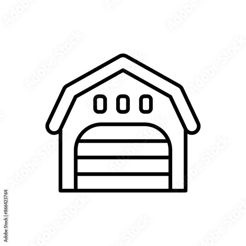 Hangar outline icons, minimalist vector illustration ,simple transparent graphic element .Isolated on white background