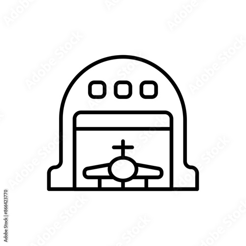 Hangar outline icons, minimalist vector illustration ,simple transparent graphic element .Isolated on white background