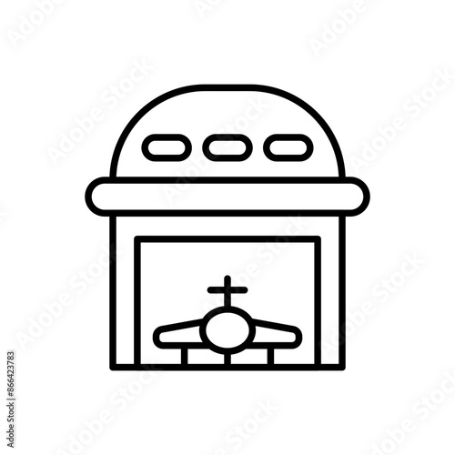Hangar outline icons, minimalist vector illustration ,simple transparent graphic element .Isolated on white background