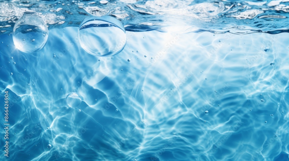 This image showcases a stunning underwater perspective with air bubbles rising and sunlight shimmering on the water's surface, evoking a sense of depth and serenity. This image showcases a stunning underwater perspective with air bubbles rising and sunlight shimmering on the water's surface, evoking a sense of depth and serenity.