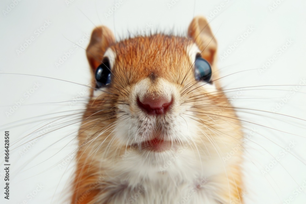Adorable close up of a chipmunk with snow on its nose showcasing its cute expression and winter setting Adorable close up of a chipmunk with snow on its nose showcasing its cute expression and winter setting