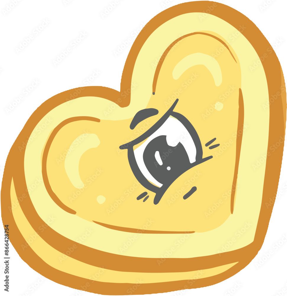 Cartoon Love Heart Sweet Kawaii Style Mascot Character with Funny Face