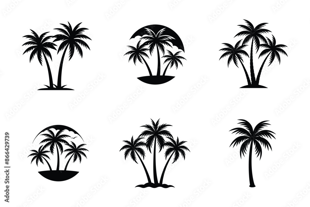 Obraz premium 6 Palm trees silhouette