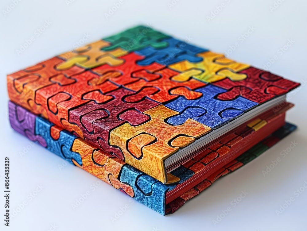 Children's activity book filled with puzzles and coloring pages, positioned on white surface to showcase its use in engaging activities. Children's activity book filled with puzzles and coloring pages, positioned on white surface to showcase its use in engaging activities.
