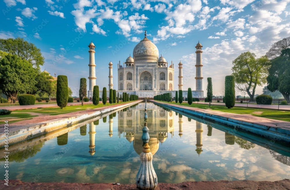 Obraz premium The Taj Mahal Reflecting in a Pool of Water
