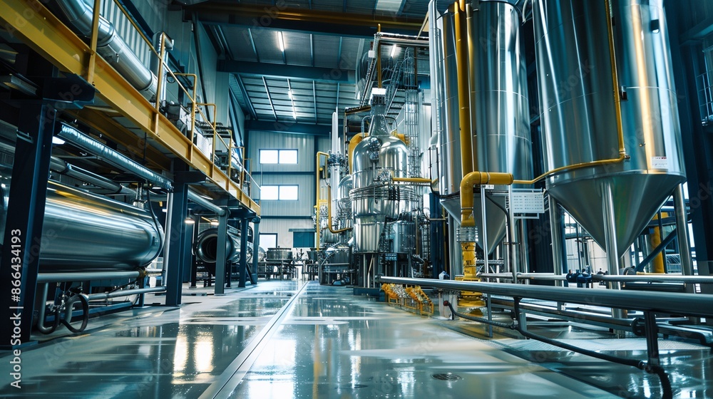 a large industrial building with a lot of pipes and tanks a large industrial building with a lot of pipes and tanks