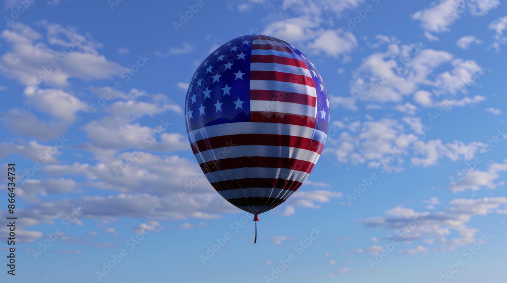 Fototapeta premium Celebrate Independence Day with this realistic 3D blue balloon, designed with the colors of the American flag. Perfect decoration for your 4th of July party!
