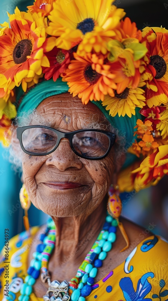 Elderly Brazilian woman with a carnival costume Elderly Brazilian woman with a carnival costume