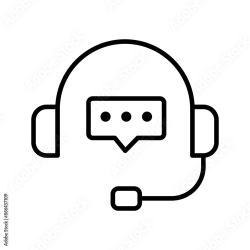 CRM line icon. Headset with bubble speech color editable