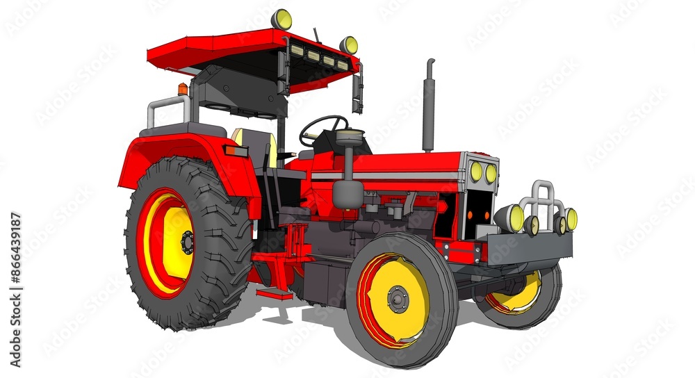 Obraz premium tractor graphic sketch 3d illustration