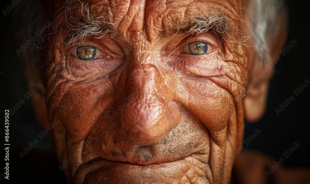 Elderly Italian man with deep wrinkles and a gentle smile Elderly Italian man with deep wrinkles and a gentle smile