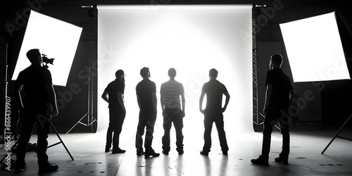 Collaborative Work of Film Crew Behind the Scenes in a Studio. Concept Film Production, Behind the Scenes, Studio Setting, Collaborative Work, Film Crew