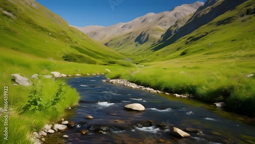 Picture a clear mountain stream flowing through a vall