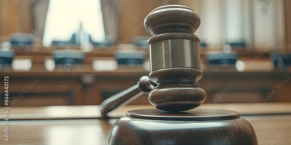 Focused gavel in courtroom blurred defendants in background symbolizing justice and trial. Concept Justice System, Legal Proceedings, Courtroom Drama, Gavel Symbolism, Blurred Background Focused gavel in courtroom blurred defendants in background symbolizing justice and trial. Concept Justice System, Legal Proceedings, Courtroom Drama, Gavel Symbolism, Blurred Background