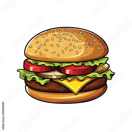 classic hamburger illustration simple flat color vector