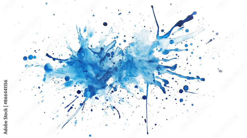 Obraz premium Blue Watercolor splatters isolated on a transparent background