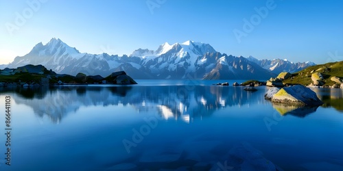 Scenic Sunset View of Mont Blanc and Aguilles Rouges at Lac Blanc. Concept Scenic Views, Sunset Photography, Mountain Landscapes, Lac Blanc, Mont Blanc