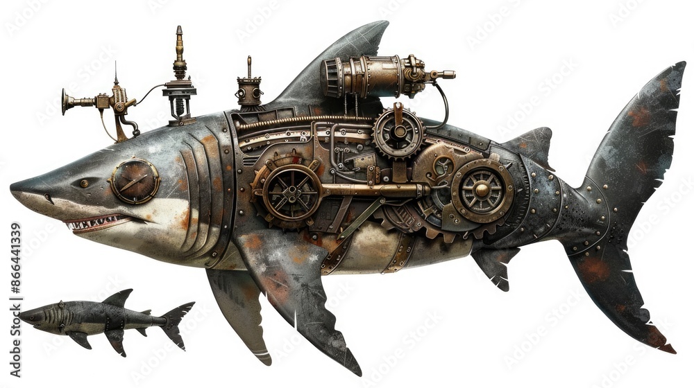 Fototapeta premium Steampunk Shark