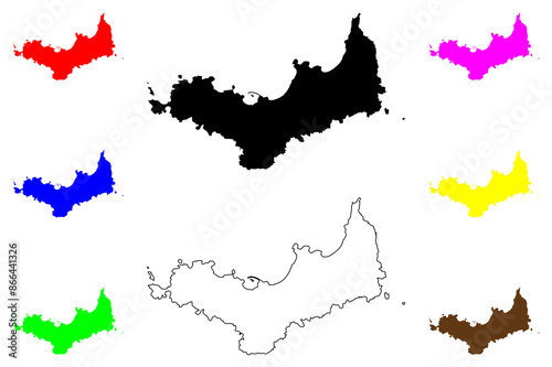Porquerolles island (French Republic, France) map vector illustration, scribble sketch Ile de Porquerolles map