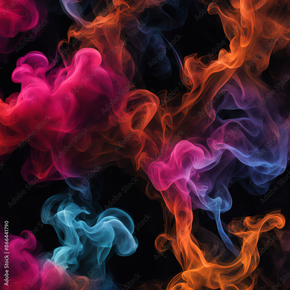 abstract vibrant colors smoke on a dark black background abstract vibrant colors smoke on a dark black background