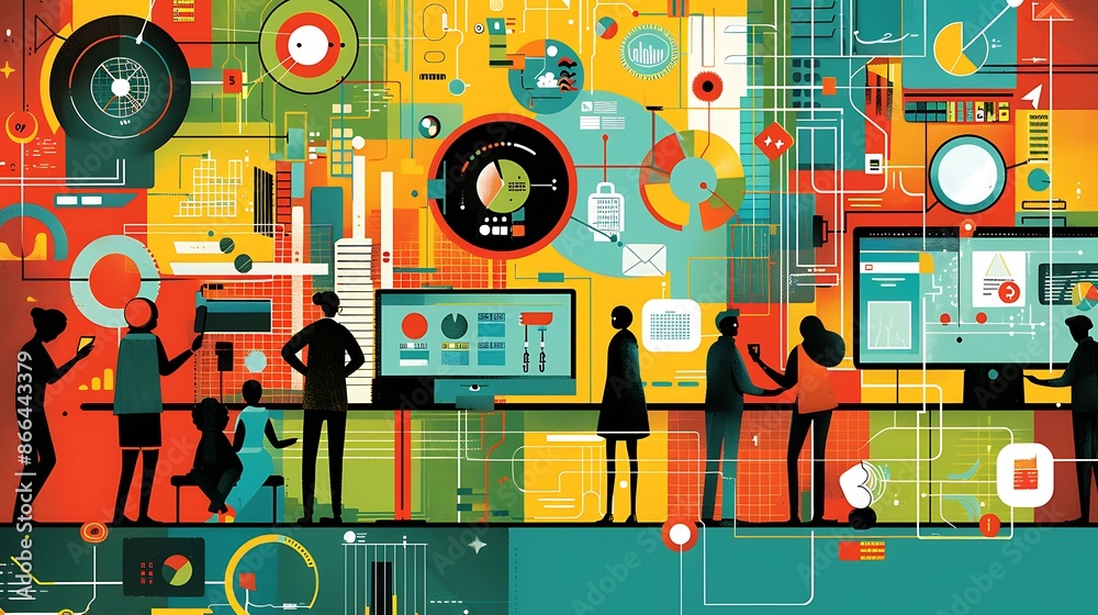 Obraz premium Business professionals developing technology strategies enhance growth efficiency and market leadership using datadriven design and informative graphics