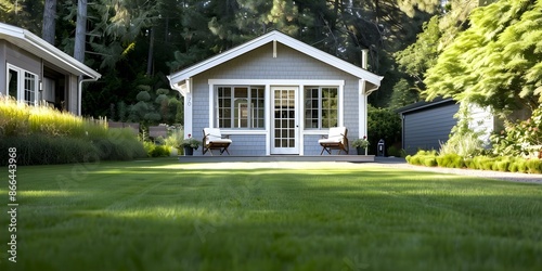 Accessory Dwelling Unit (ADU) A Small House or Studio Residence. Concept Tiny Home, Backyard Cottage, Granny Flat, Converted Garage