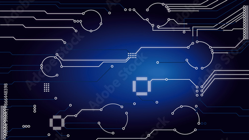 Blue electronics printed circuit board background