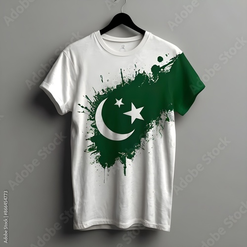 14 august Pakistan independence day written on t shirt design hanging 
