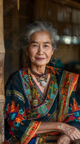 Middle-aged Thai woman with a traditional outfit